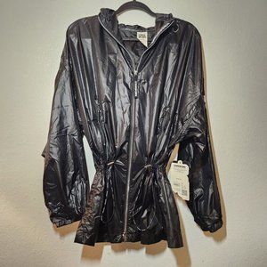 New Women's Long Anorak Jacket with Hood Hoodie Black lightweight Size XL Extra